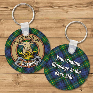 Clan Gordon Crest over Tartan Key Ring
