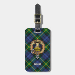 Clan Gordon Crest over Tartan Luggage Tag