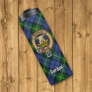Clan Gordon Crest over Tartan Thermal Tumbler