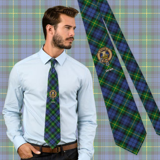 Clan Gordon Crest over Tartan Tie
