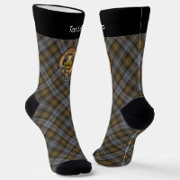 Clan Gordon Crest over Weathered Hunting Tartan