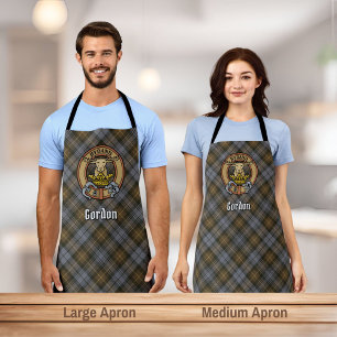 Clan Gordon Crest over Weathered Tartan Apron