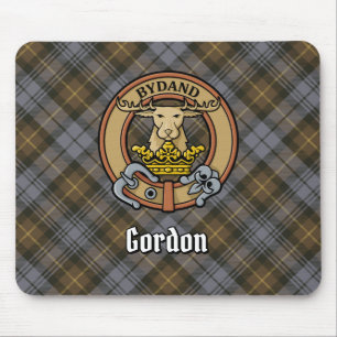 Clan Gordon Crest over Weathered Tartan Mouse Mat