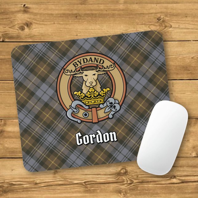 Clan Gordon Crest over Weathered Tartan Mouse Mat (Creator Uploaded)