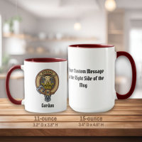 Clan Gordon Crest over Weathered Tartan Mug