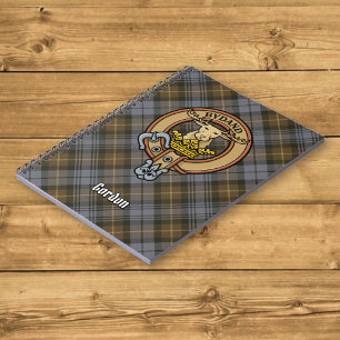 Clan Gordon Crest over Weathered Tartan Notebook