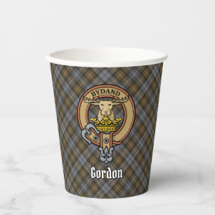 Clan Gordon Crest over Weathered Tartan Paper Cups