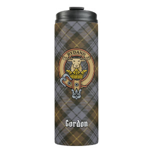 Clan Gordon Crest over Weathered Tartan Thermal Tumbler