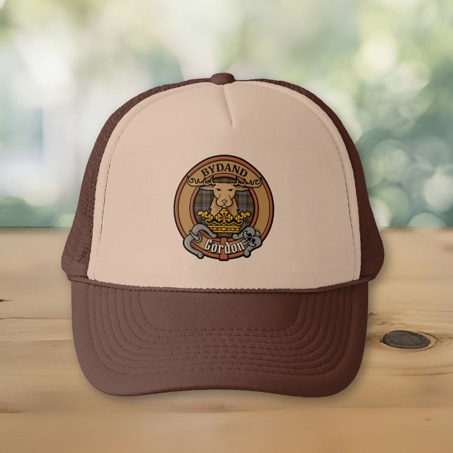 Clan Gordon Crest over Weathered Tartan Trucker Hat (Creator Uploaded)