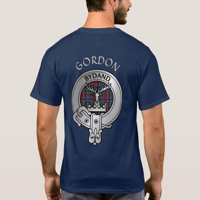 Clan Gordon Crest & Red Tartan T-Shirt (Back)
