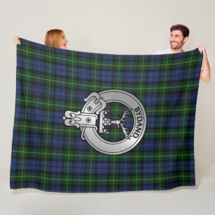 Clan Gordon Crest & Tartan Fleece Blanket