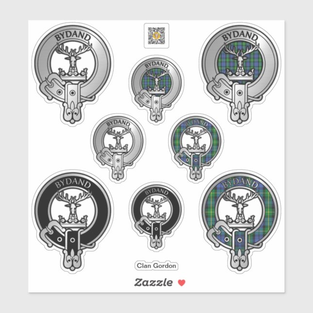 Clan Gordon Crest & Tartan Sticker (Sheet)