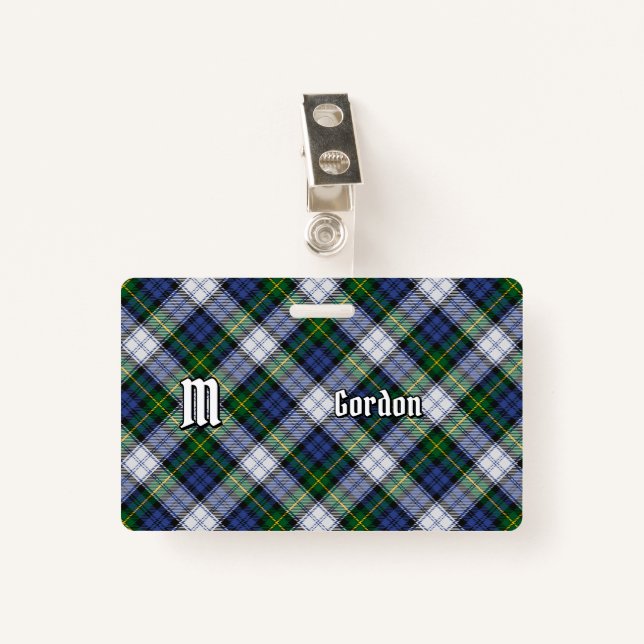 Clan Gordon Dress Tartan Badge ID Badge (Front with Clip)