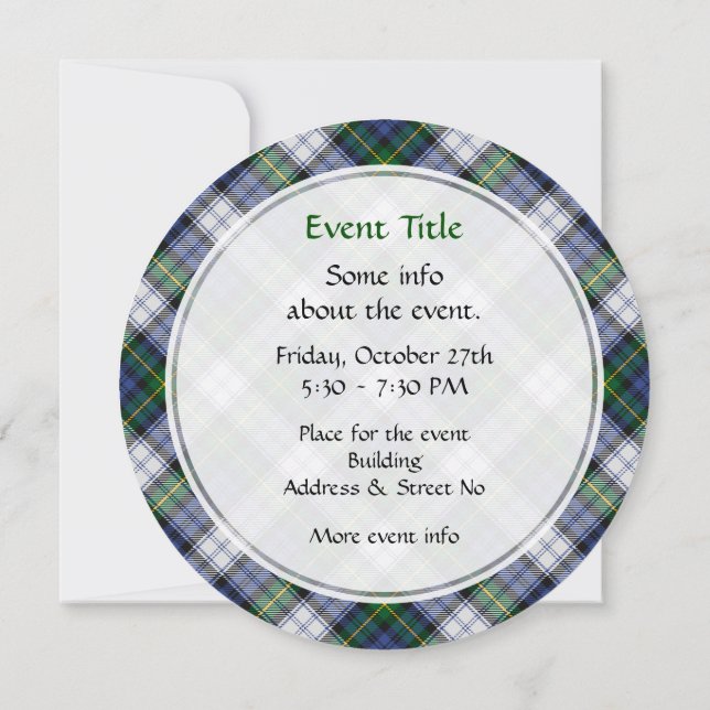Clan Gordon Dress Tartan Invitation (Back)