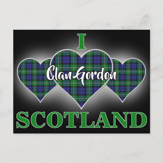 Clan Gordon I Love Scotland Tartan Heart Postcard (Front)