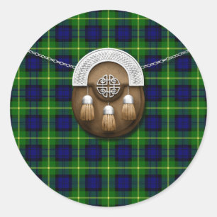 Clan Gordon Tartan And Sporran Classic Round Sticker