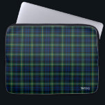 Clan Gordon Tartan Blue Plaid Monogrammed Laptop Sleeve<br><div class="desc">Monogrammed water resistant neoprene sleeve with a dark royal blue,  green,  and yellow Scottish plaid pattern from around 1940. Traditional Clan Gordon family tartan,  including the Addison sept. Three sizes available,  for laptops and tablets.</div>