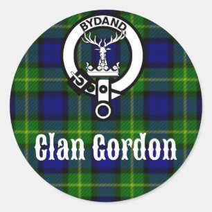 Clan Gordon Tartan Crest Classic Round Sticker