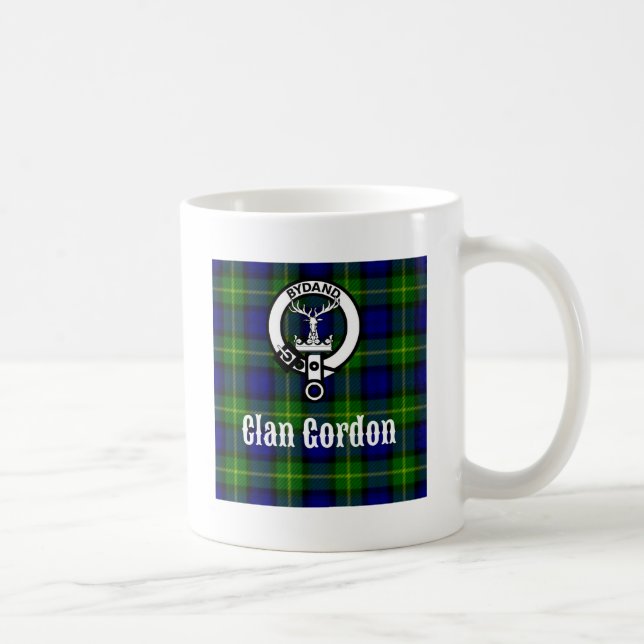 Clan Gordon Tartan Crest Coffee Mug (Right)