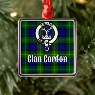 Clan Gordon Tartan Crest Metal Tree Decoration