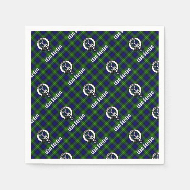 Clan Gordon Tartan Crest Napkin (Front)