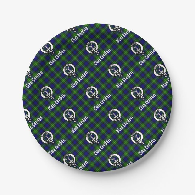 Clan Gordon Tartan Crest Paper Plate (Front)