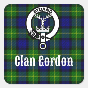 Clan Gordon Tartan Crest Square Sticker