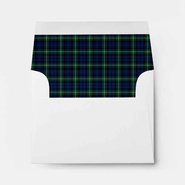 Clan Gordon Tartan Dark Blue and Green Plaid Envelopes (Back (Bottom))