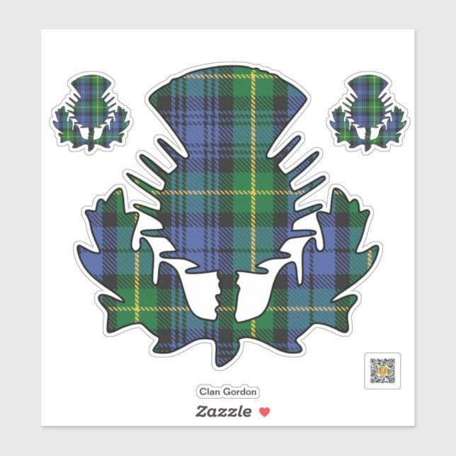 Clan Gordon Tartan Thistle Sticker (Sheet)