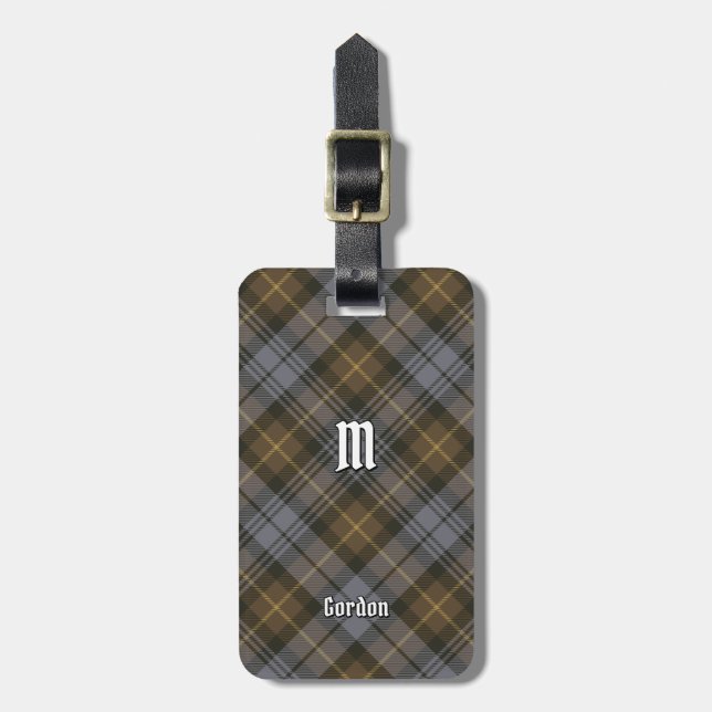 Clan Gordon Weathered Tartan Luggage Tag (Front Vertical)