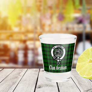 Clan Graham Crest Badge and Tartan Shot Glass