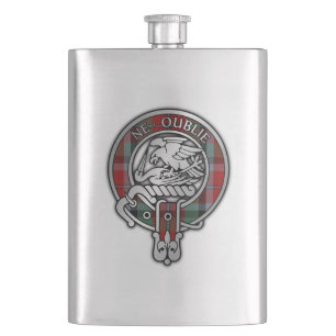Clan Graham Crest & Red Tartan Flask