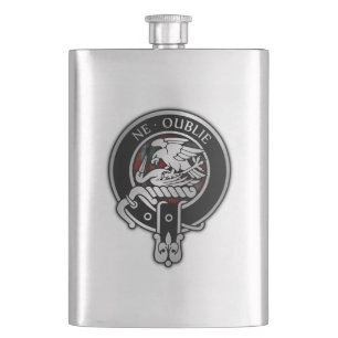 Clan Graham Crest & Red Tartan Flask