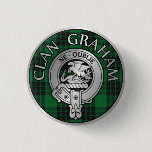 Clan Graham Crest & Tartan 3 Cm Round Badge