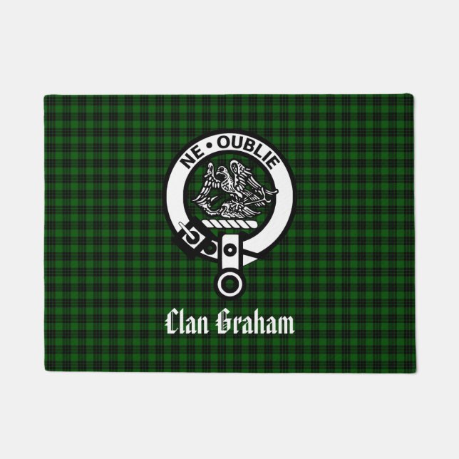 Clan Graham Crest & Tartan Doormat (Front)