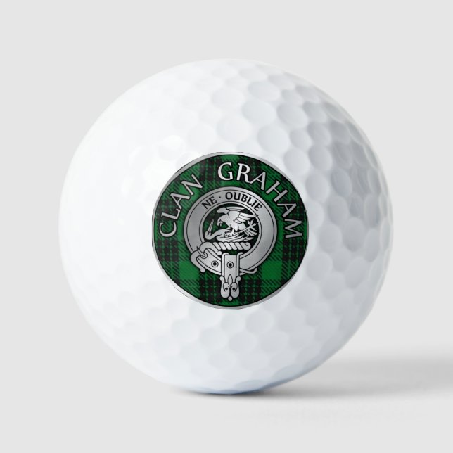 Clan Graham Crest & Tartan Golf Balls (Front)