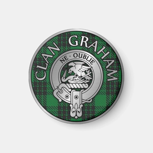 Clan Graham Crest & Tartan Magnet (Front)