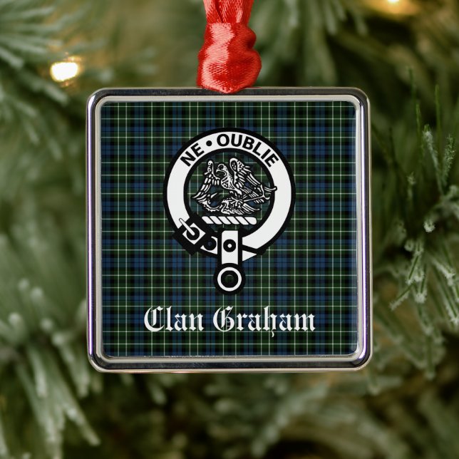 Clan Graham Montrose Tartan & Crest  Personalised Metal Tree Decoration (Tree)