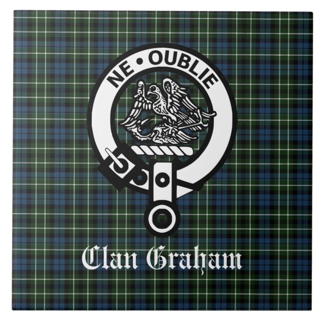 Clan Graham Montrose Tartan & Crest  Tile (Front)