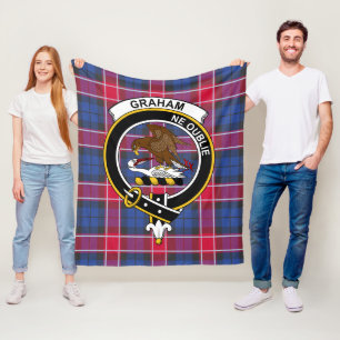 Clan Graham Of Menteith Pink Tartan Plaid Fleece Blanket