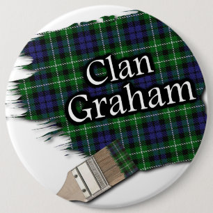 Clan Graham Tartan Paint Brush 6 Cm Round Badge