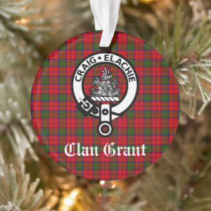 Clan Grant Crest Badge and Tartan Customisable  Ornament