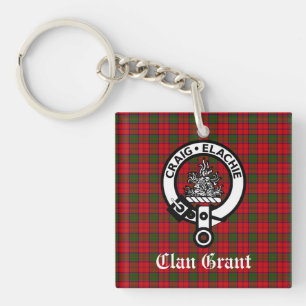 Clan Grant Crest Badge and Tartan  Key Ring