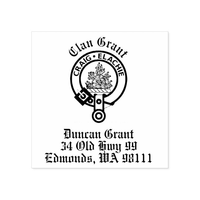 Clan Grant Crest Badge Customisable Rubber Stamp (Imprint)