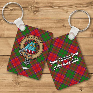 Clan Grant Crest over Tartan Key Ring