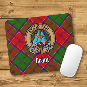 Clan Grant Crest over Tartan Mouse Mat