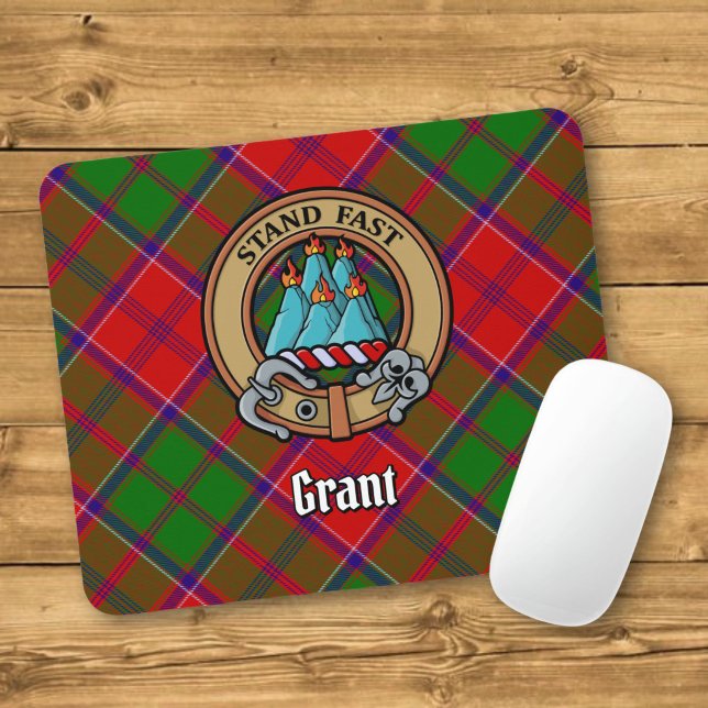 Clan Grant Crest over Tartan Mouse Mat (Creator Uploaded)