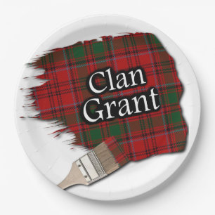 Clan Grant Scottish Tartan Paint Brush Paper Plate