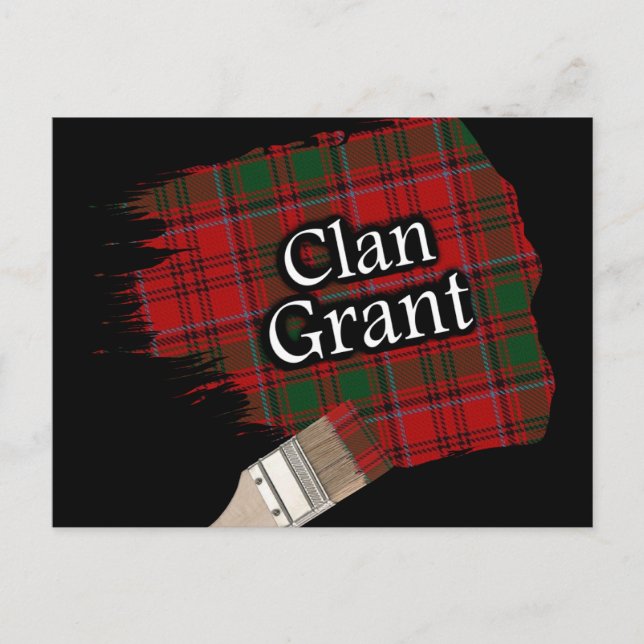 Clan Grant Scottish Tartan Paint Brush Postcard (Front)