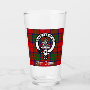Clan Grant Tartan and Crest Badge Glass